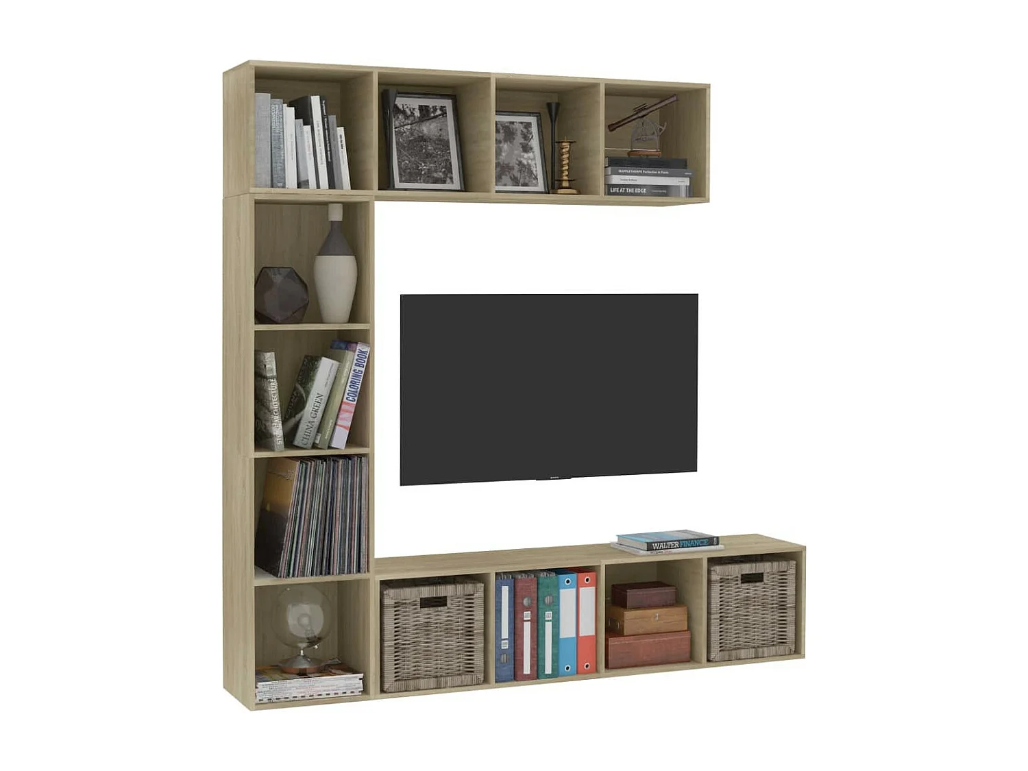 Jeu de bibliothèque-meuble TV 3 pcs Chêne sonoma 180x30x180
