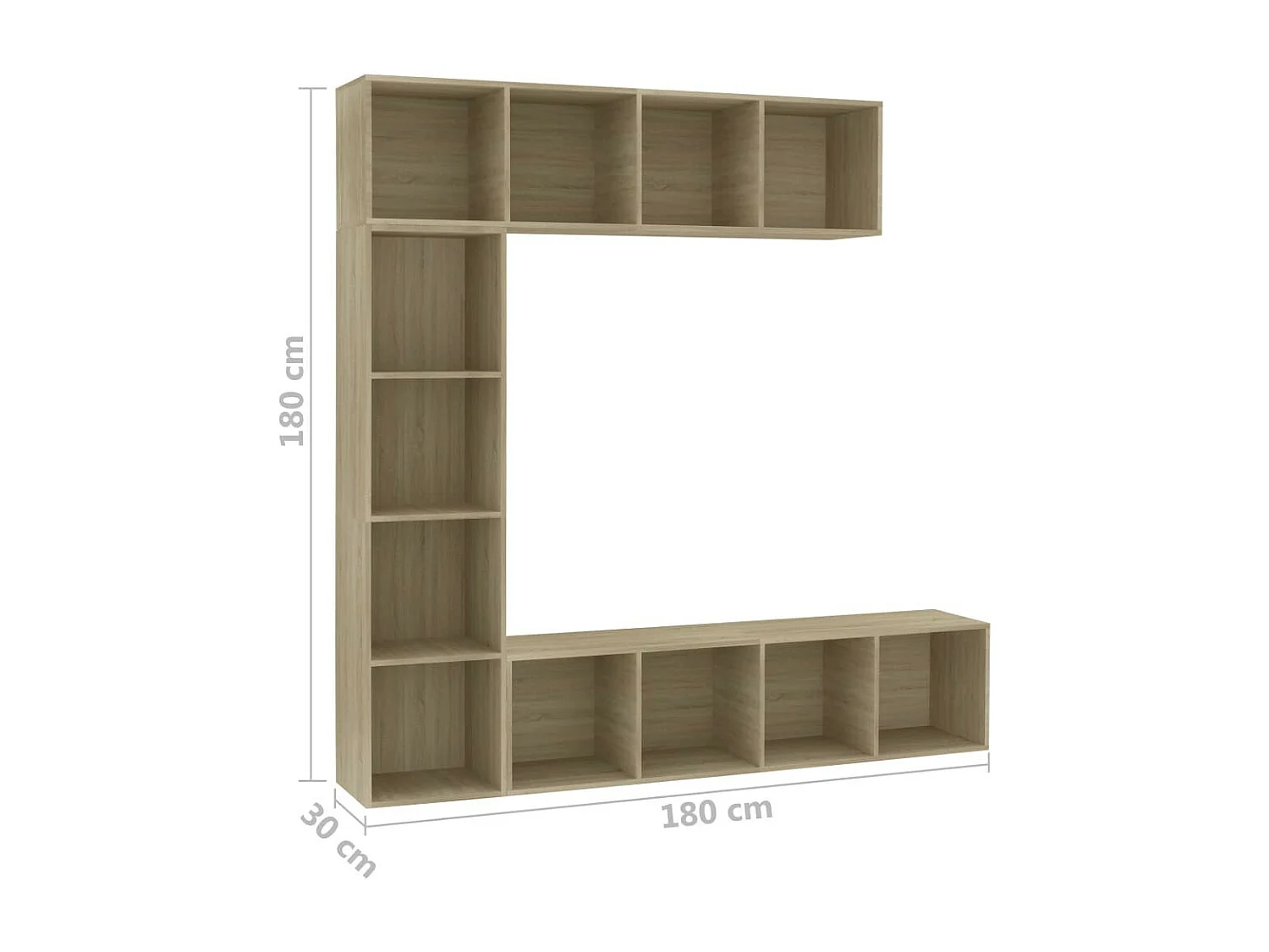 Jeu de bibliothèque-meuble TV 3 pcs Chêne sonoma 180x30x180