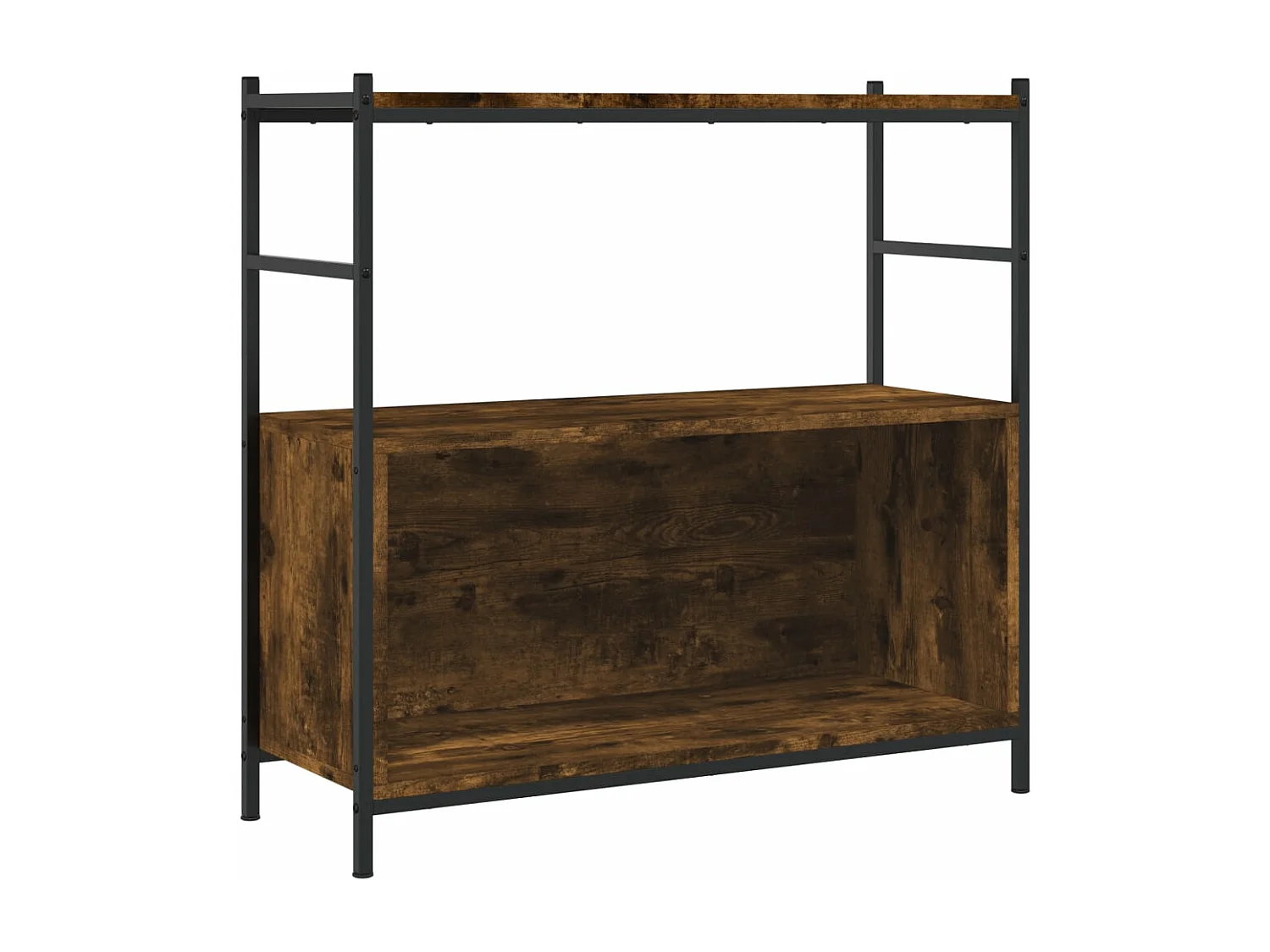 Bibliothèque chêne fumé 80x30x78,5 bois d'ingénierie et fer