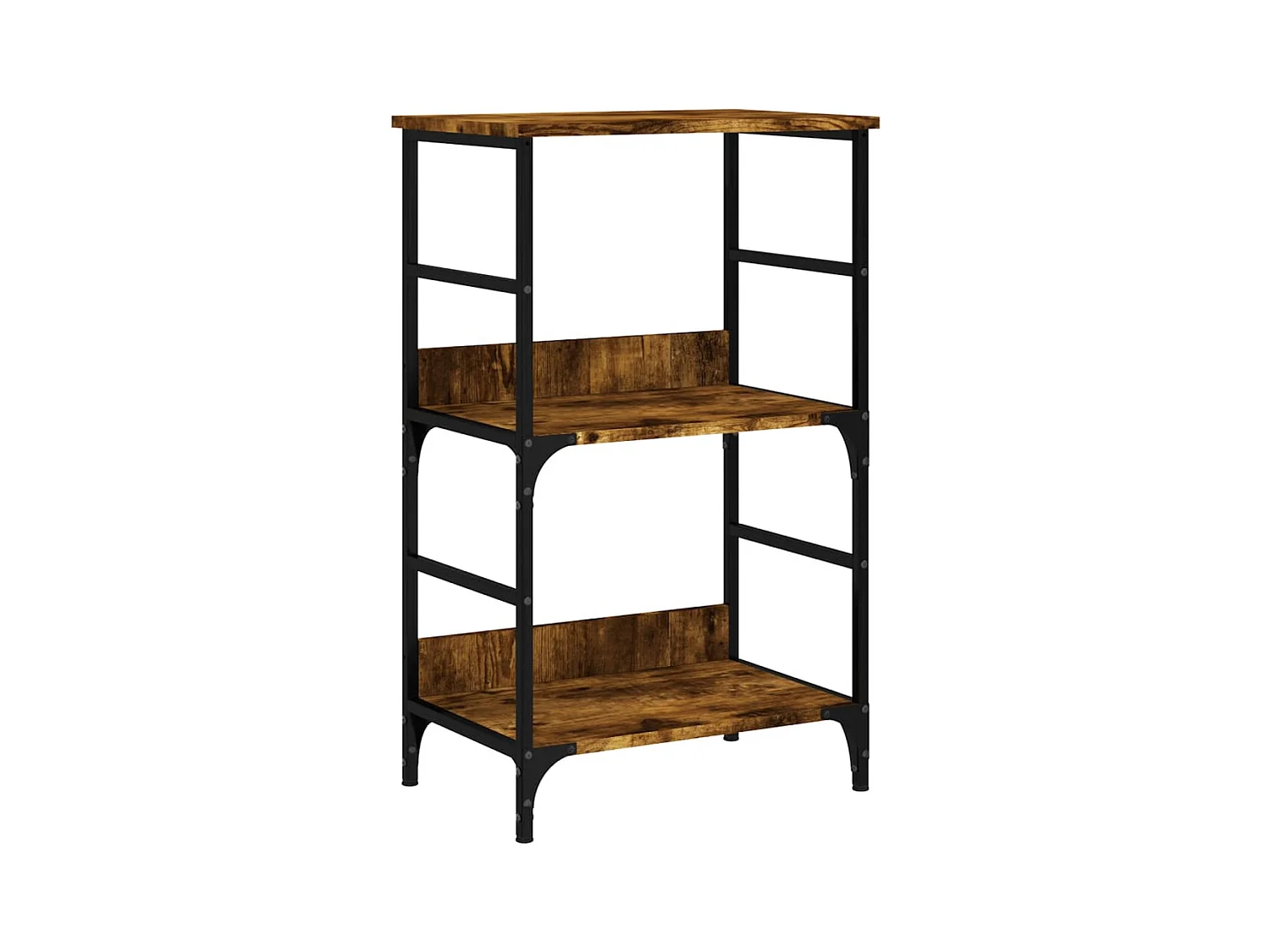 Petite étagère bibliothèque bois et métal Kano 50cm - Style industriel-Marron fumé