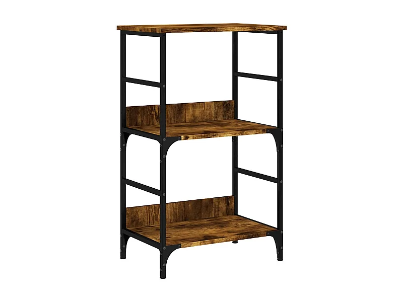 Petite étagère bibliothèque bois et métal Kano 50cm - Style industriel-Marron fumé