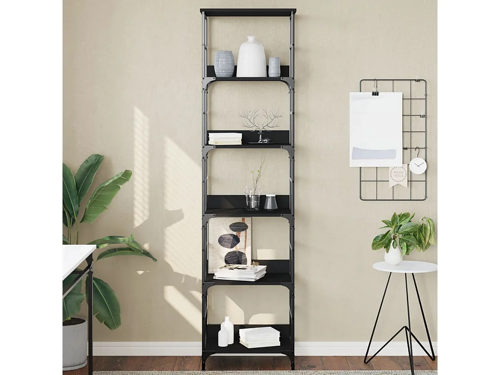 Bibliothèque noir 50x33x188,5 bois d'ingénierie