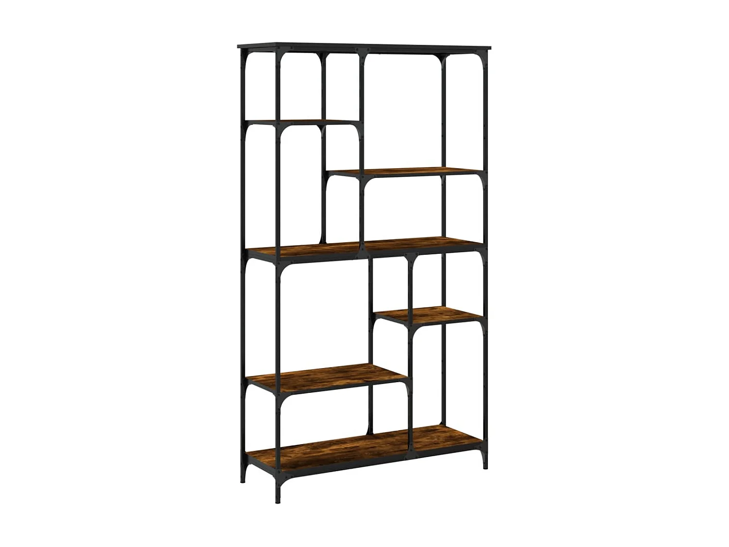 Bibliothèque chêne fumé 99x35,5x176 bois ingénierie acier