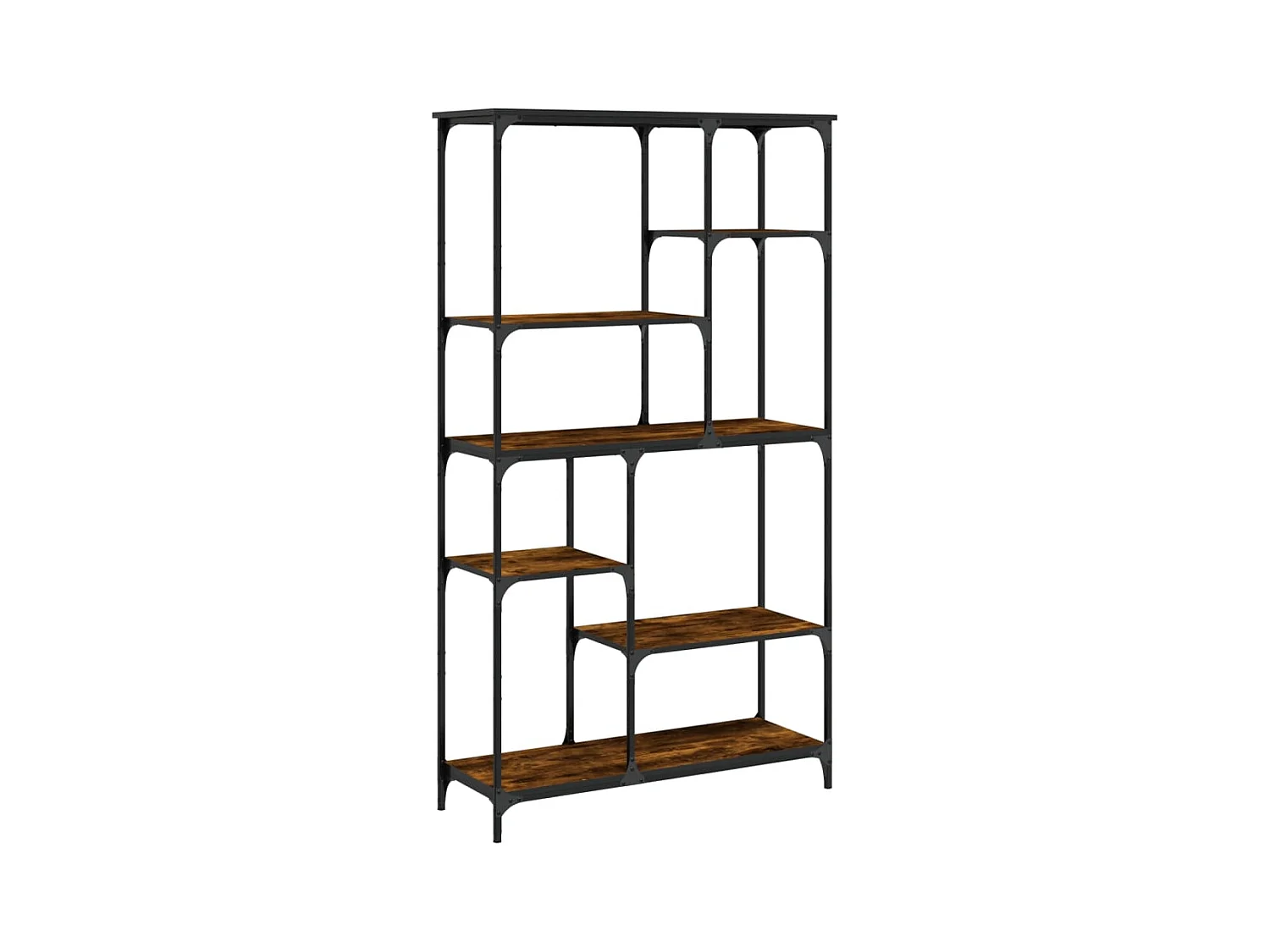 Bibliothèque chêne fumé 99x35,5x176 bois ingénierie acier