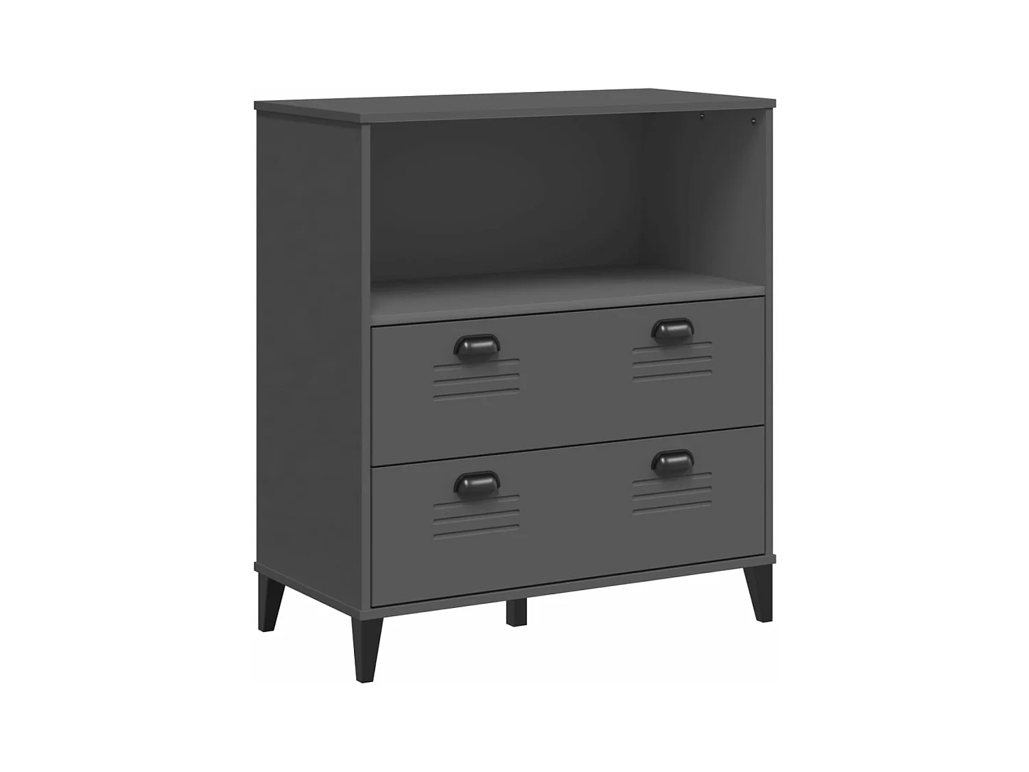Bibliothèque VIKEN gris anthracite 80x40x90 bois massif pin
