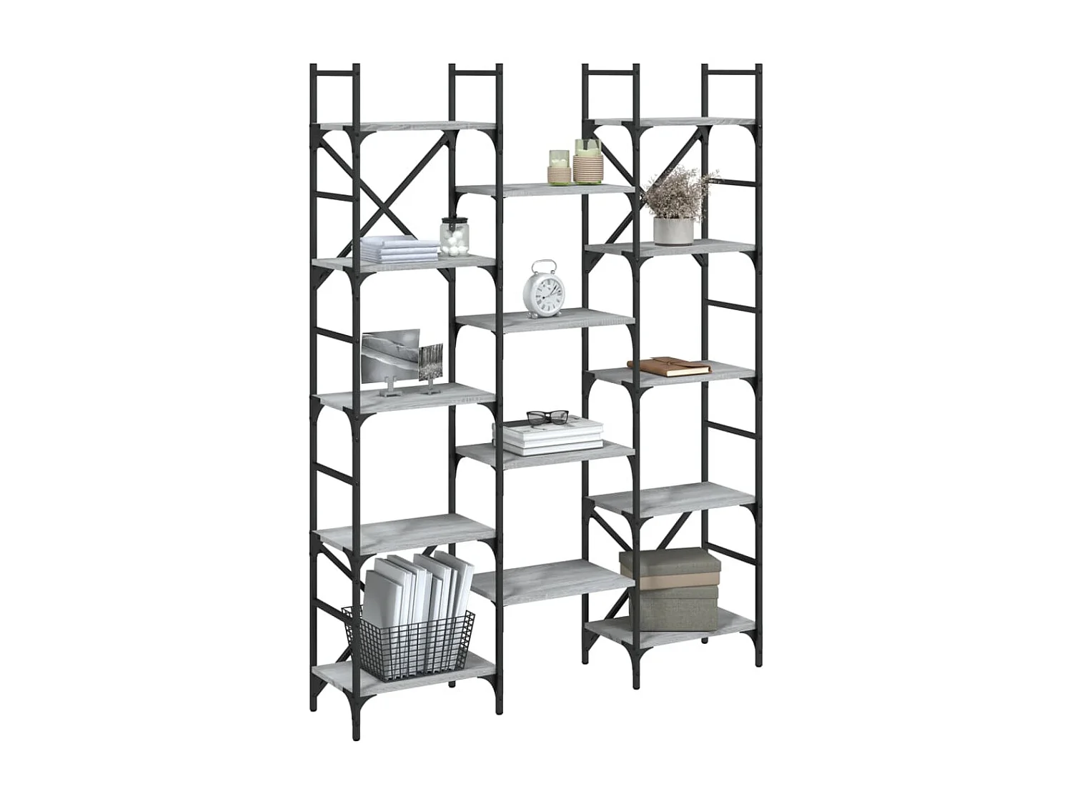 Bibliothèque sonoma gris 127,5x28,5x172,5 bois d'ingénierie