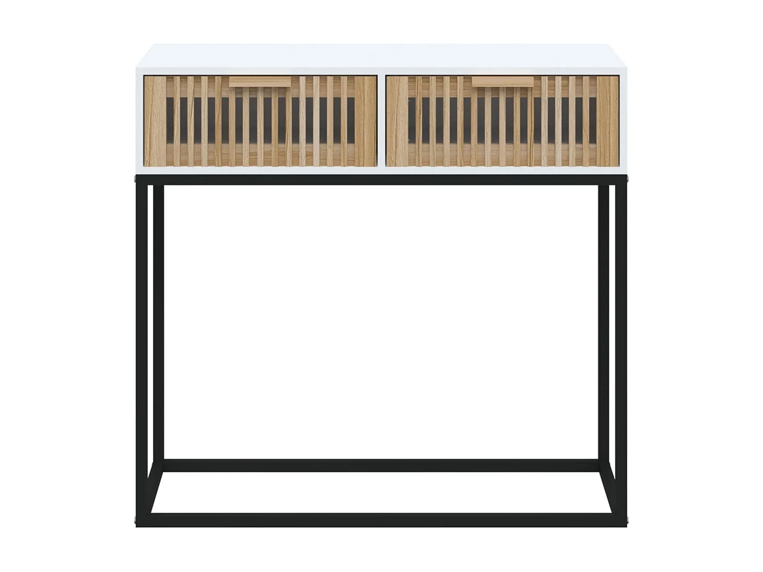 Table console blanc 80x30x75 bois d'ingénierie et fer