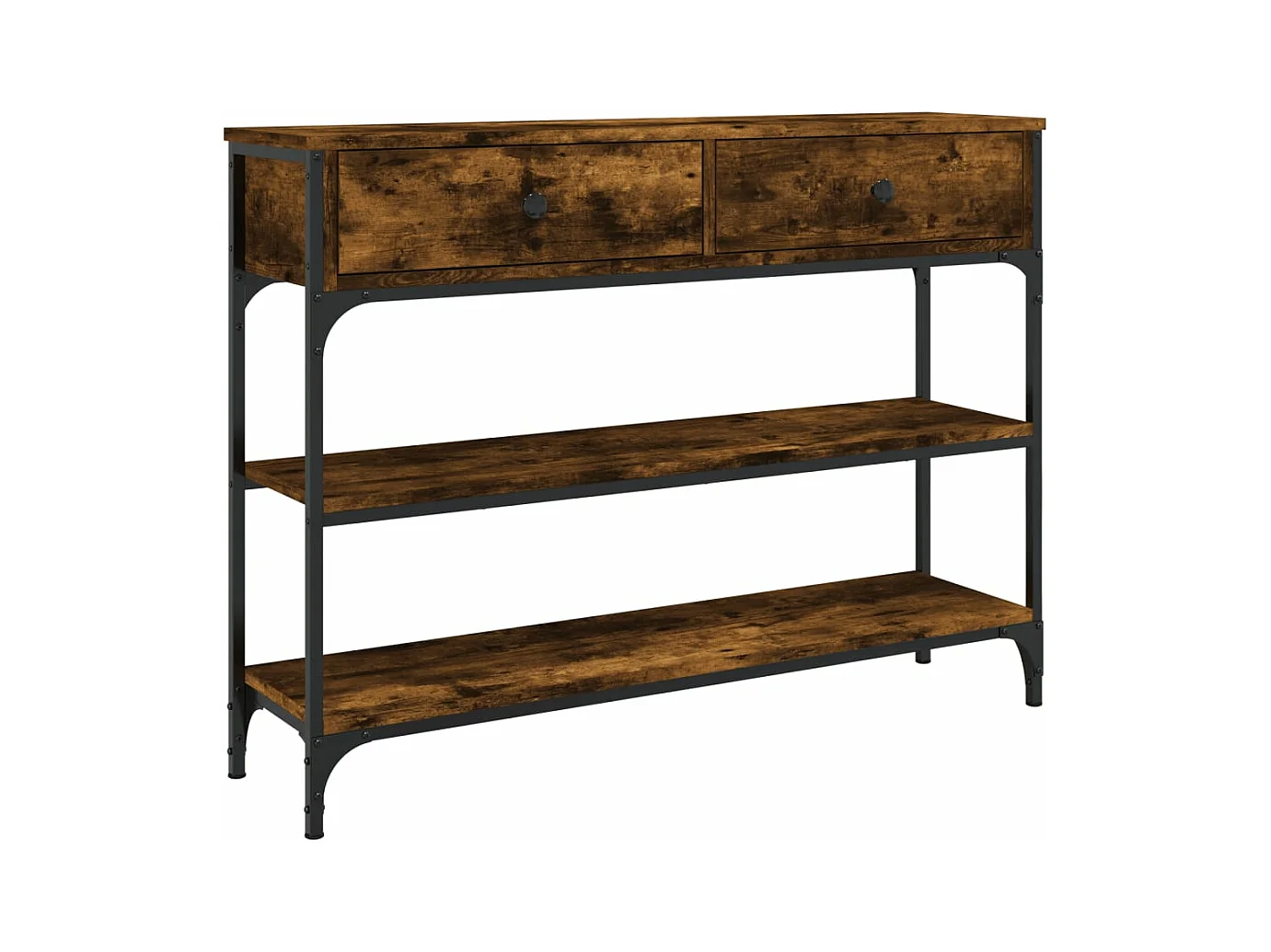 Table console chêne fumé 100x25x75 bois d'ingénierie