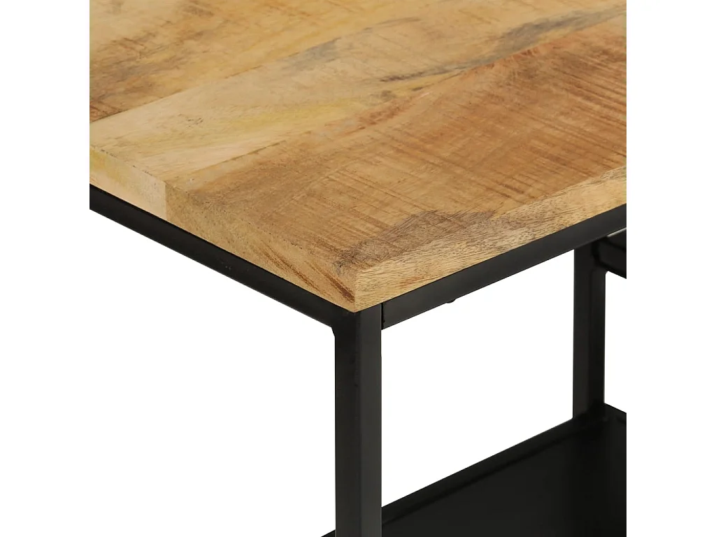 Table console 110x30x75 bois de manguier massif brut et fer