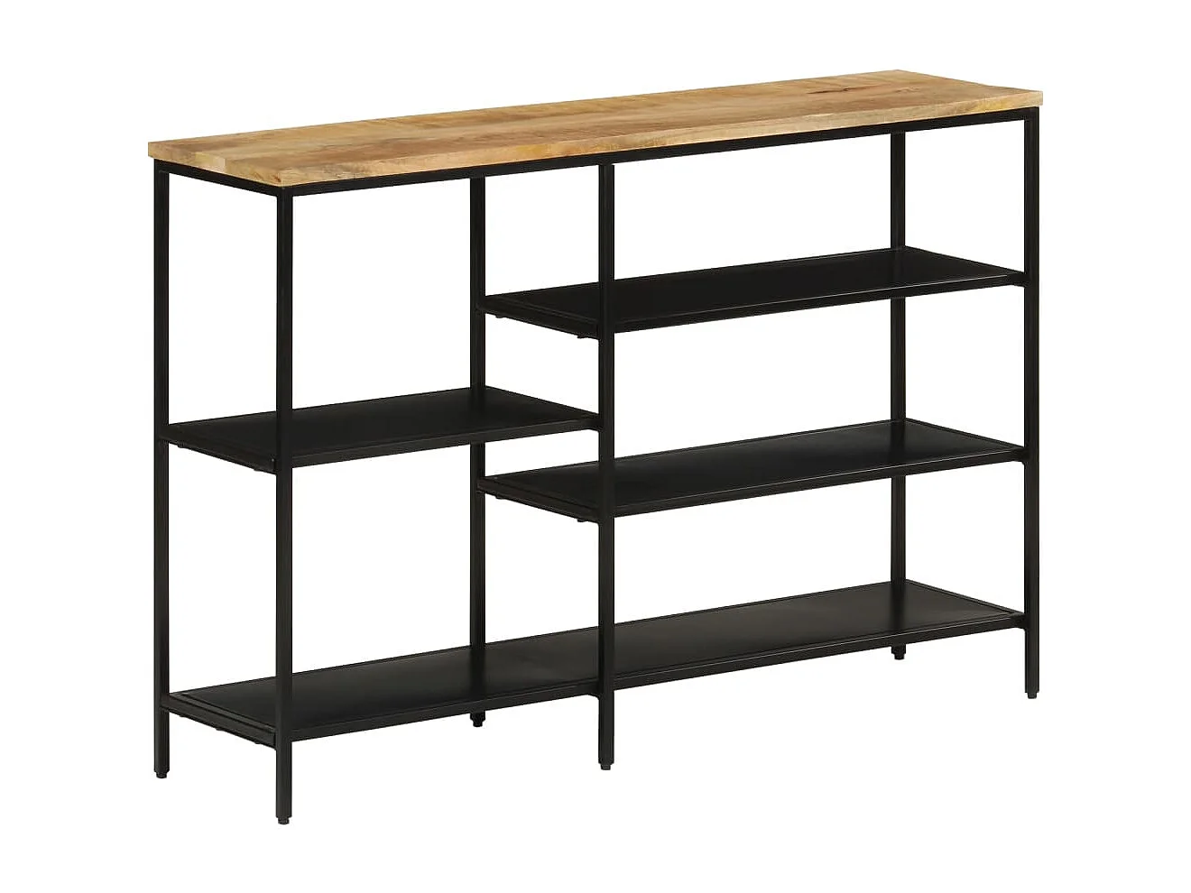 Table console 110x30x75 bois de manguier massif brut et fer