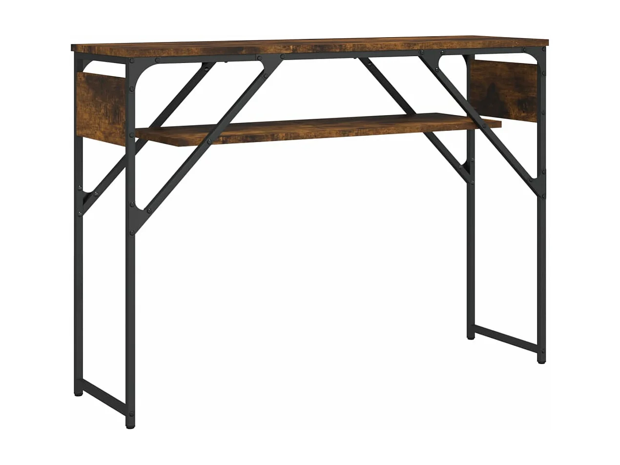 Table console avec étagère chêne fumé 105x30x75