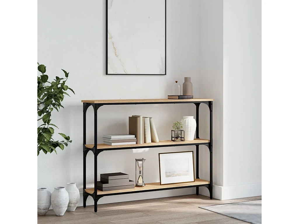 Table console chêne sonoma 100x22,5x75 bois d'ingénierie