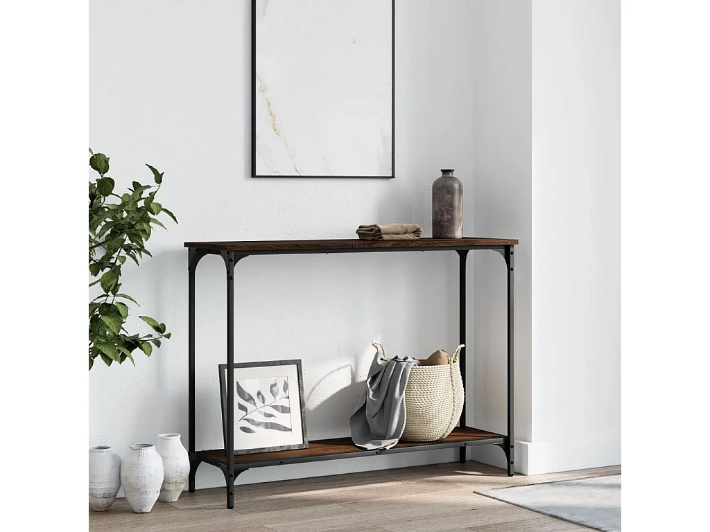 Table console chêne marron 101x30,5x75 bois d'ingénierie
