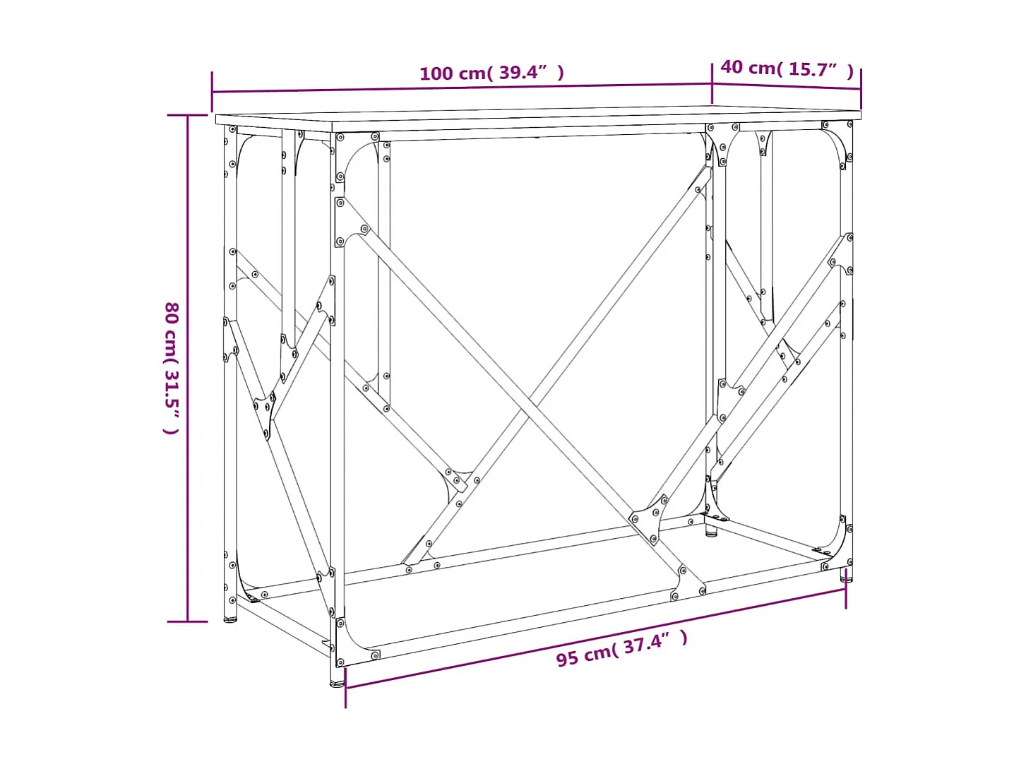 Table console chêne sonoma 100x40x80 bois d'ingénierie