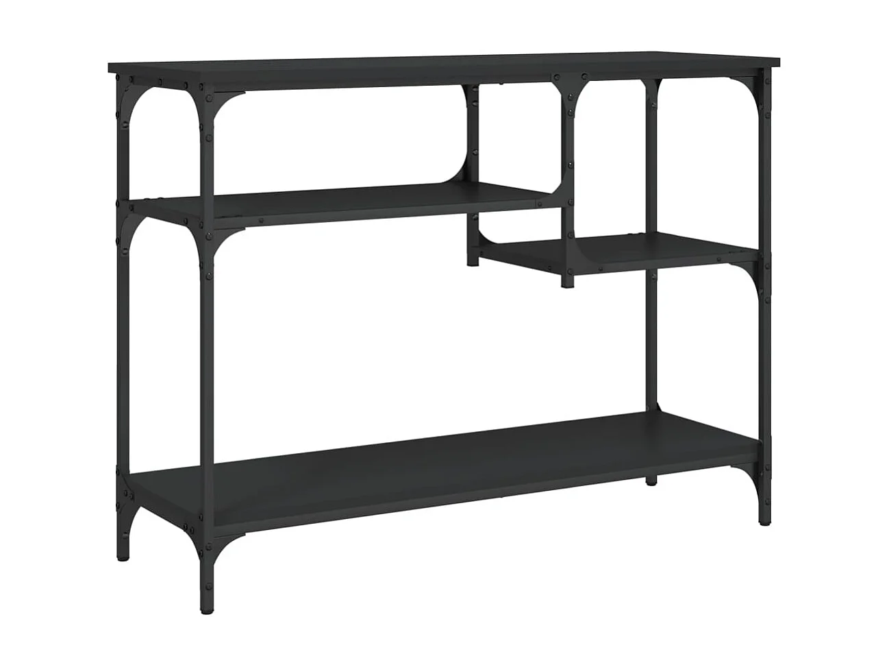 Table console avec étagères noir 100x35x75