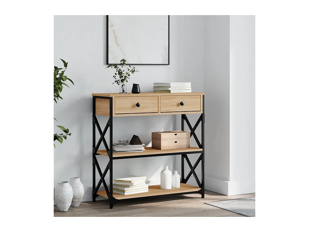 Table console chêne sonoma 75x28x75 bois d'ingénierie