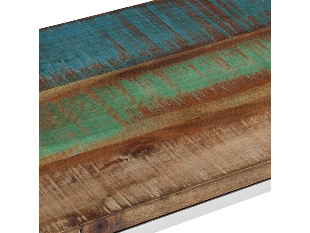 Table console argenté acier inoxydable-bois massif récupération