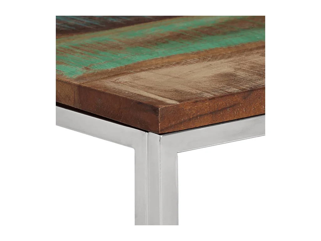 Wandtafel roestvrij staal en massief gerecycled hout zilver