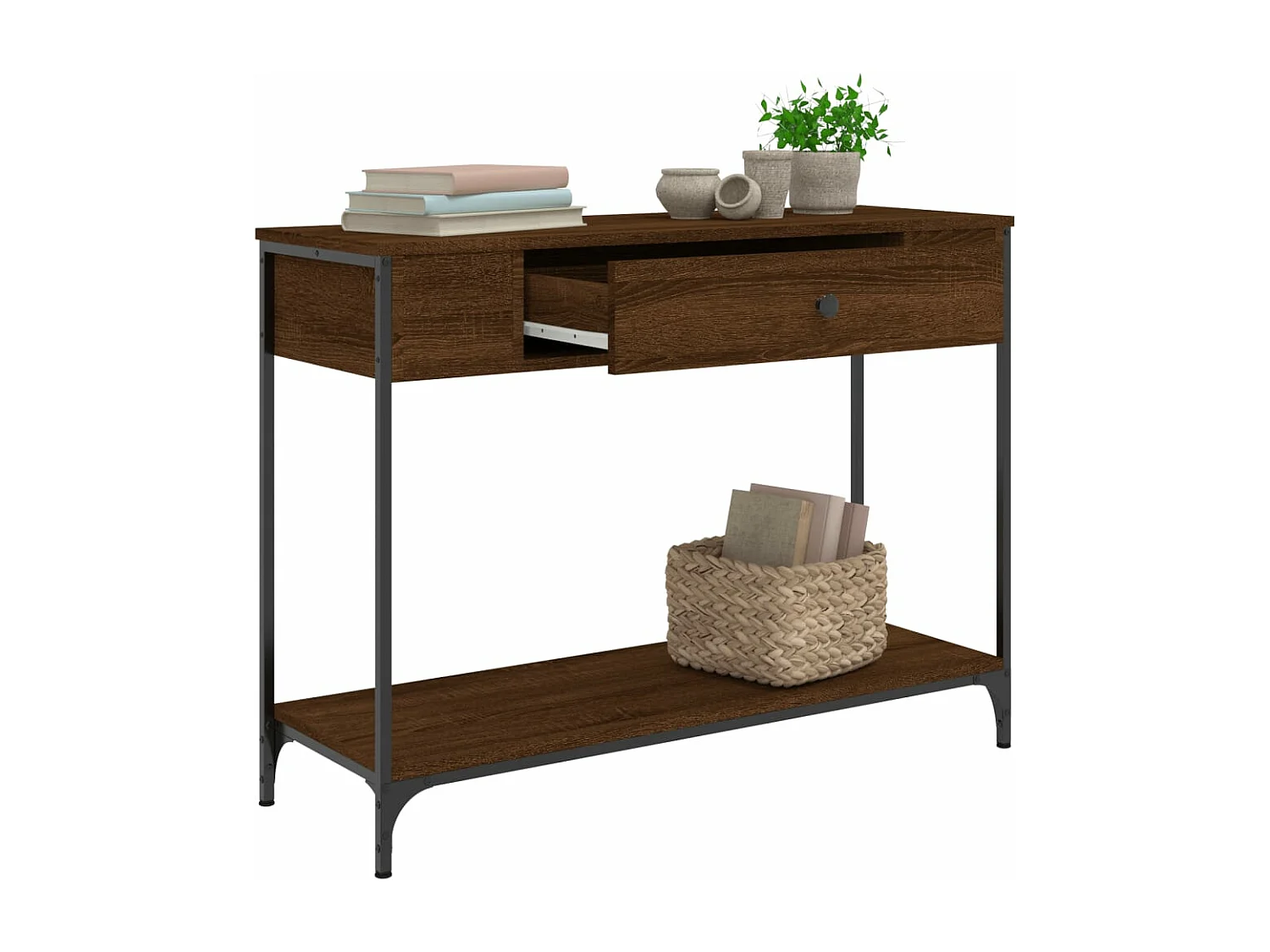 Table console chêne marron 100x34,5x75 bois d'ingénierie