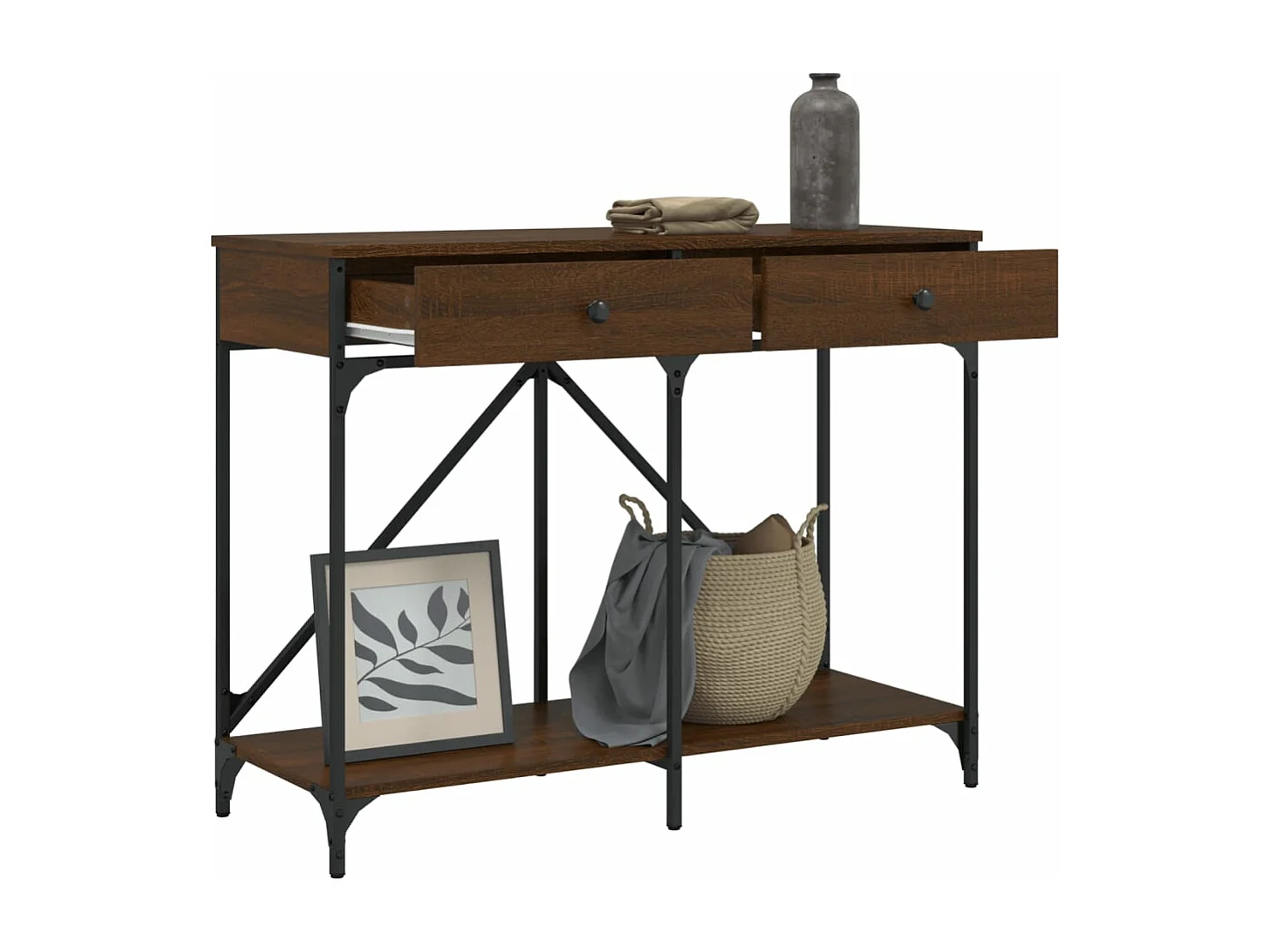 Table console chêne marron 100x39x78,5 bois d'ingénierie