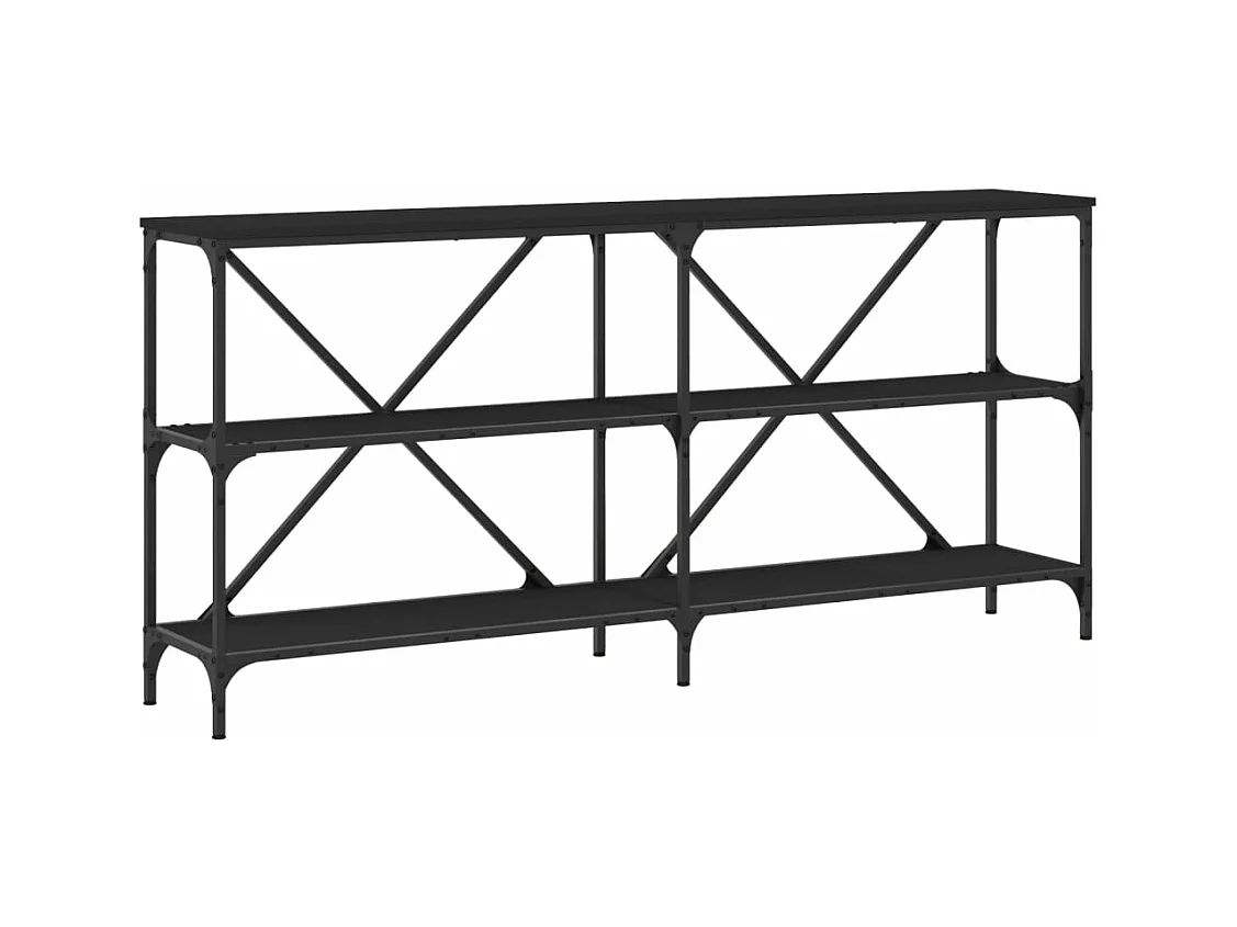 Wandtafel 160x30x75 cm bewerkt hout en ijzer zwart
