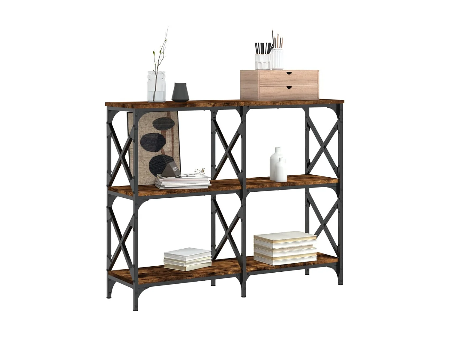 Table console chêne fumé 100x28x80,5 bois d'ingénierie