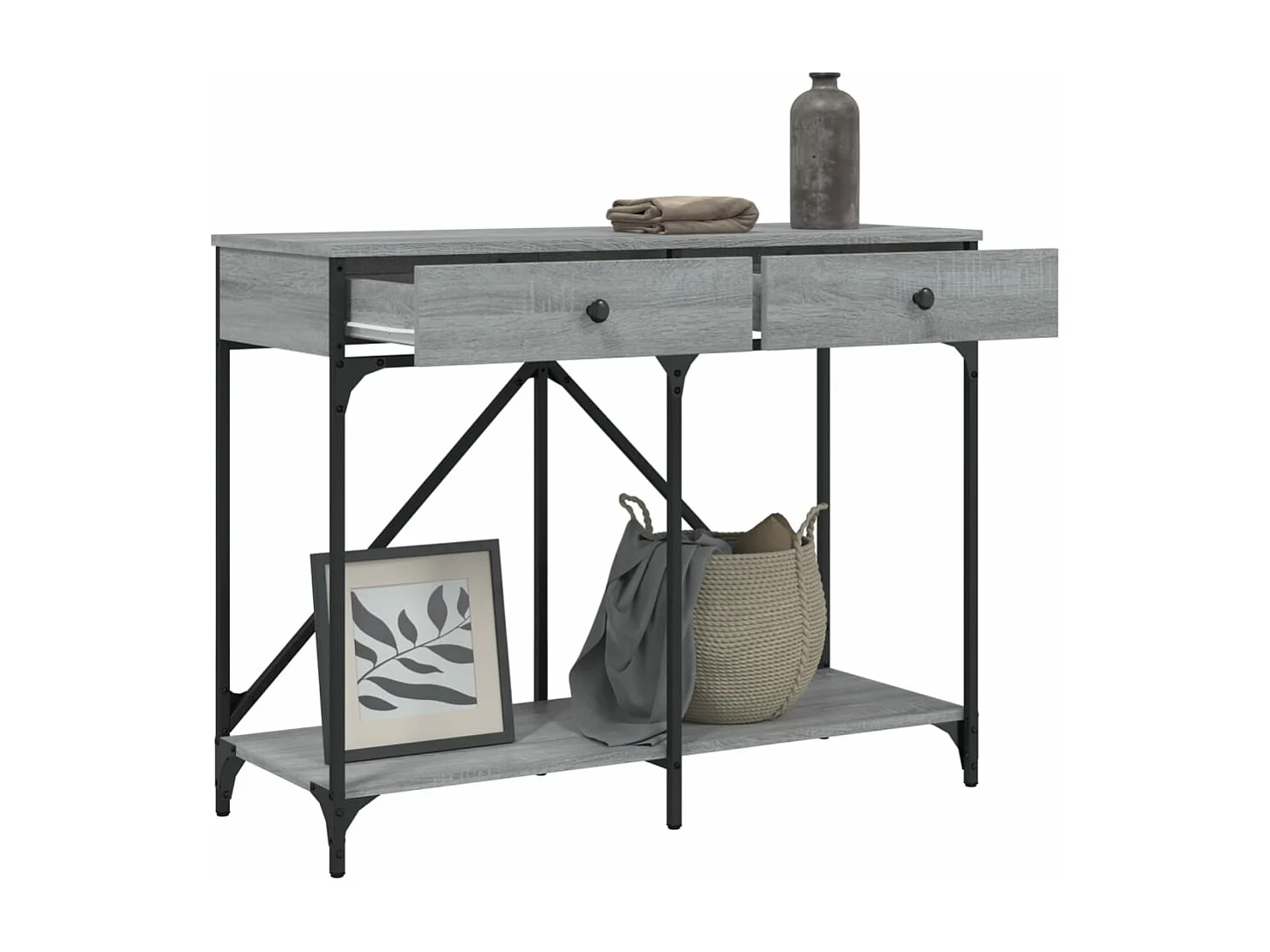 Table console sonoma gris 100x39x78,5 bois d'ingénierie