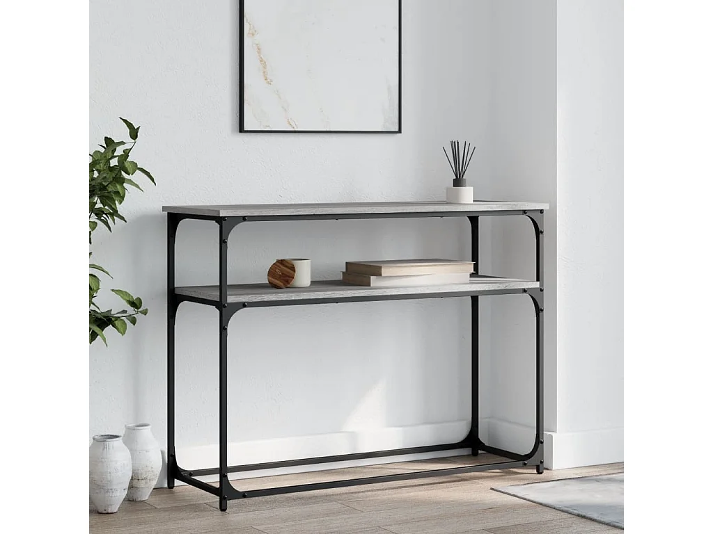 Table console sonoma gris 100x35,5x75 bois d'ingénierie