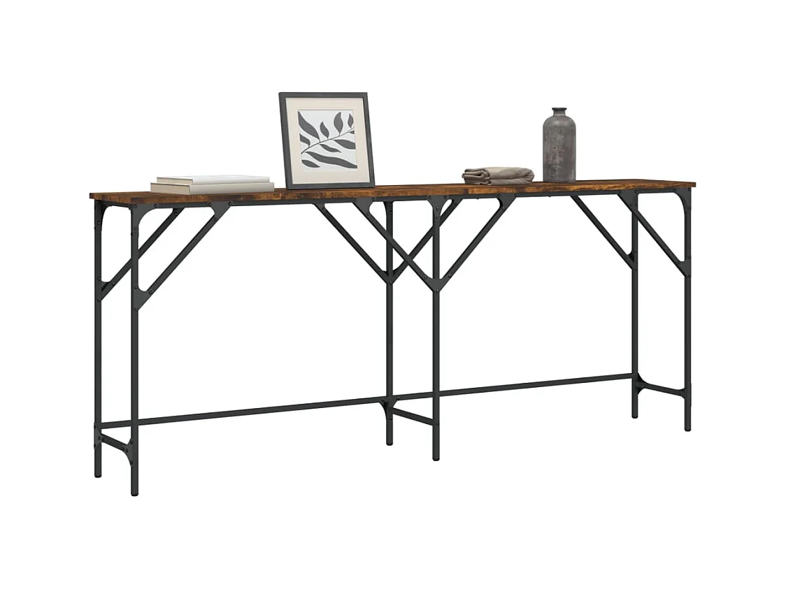 Table console chêne fumé 180x29x75 bois d'ingénierie