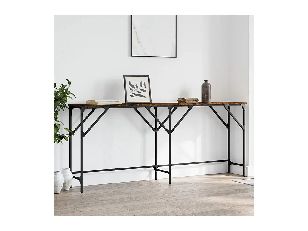 Table console chêne fumé 180x29x75 bois d'ingénierie