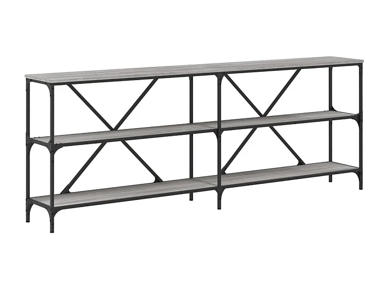 Table console sonoma gris 200x30x75 bois d'ingénierie et fer