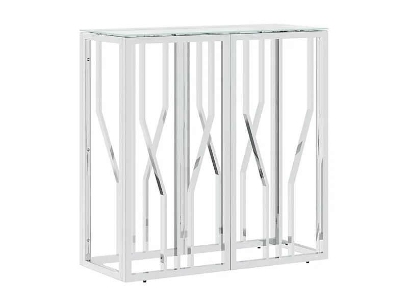 Table console 70x30x70 acier inoxydable et verre