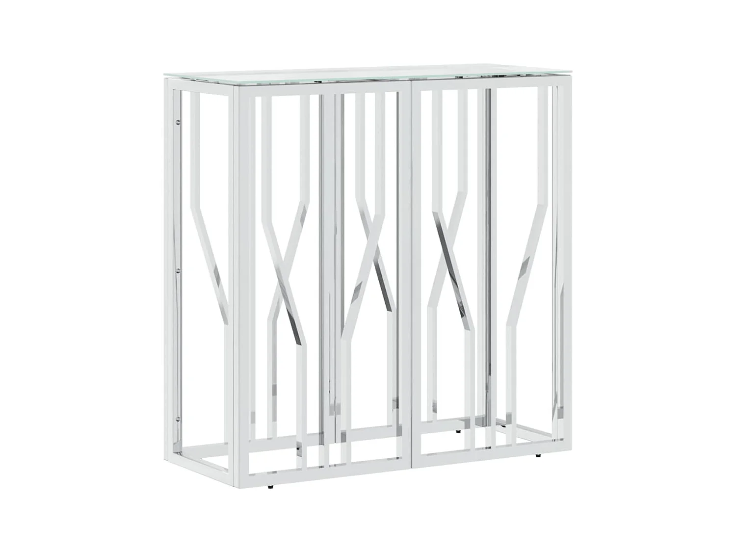 Table console 70x30x70 acier inoxydable et verre