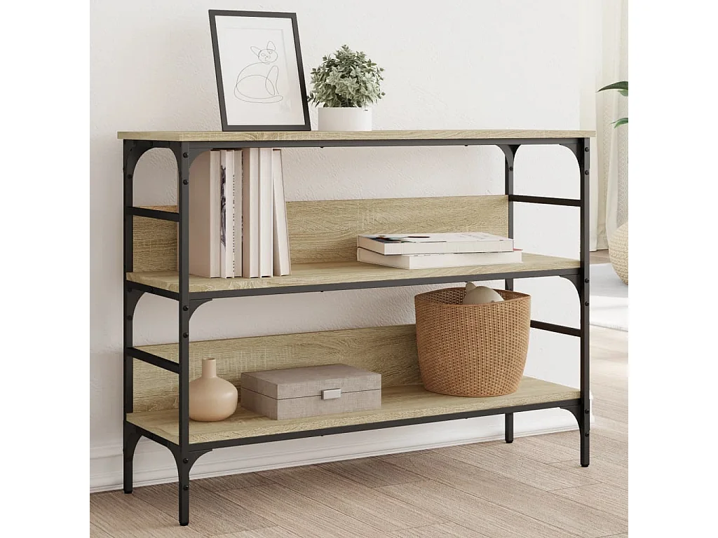 Table console chêne sonoma 100x32x75 bois d'ingénierie