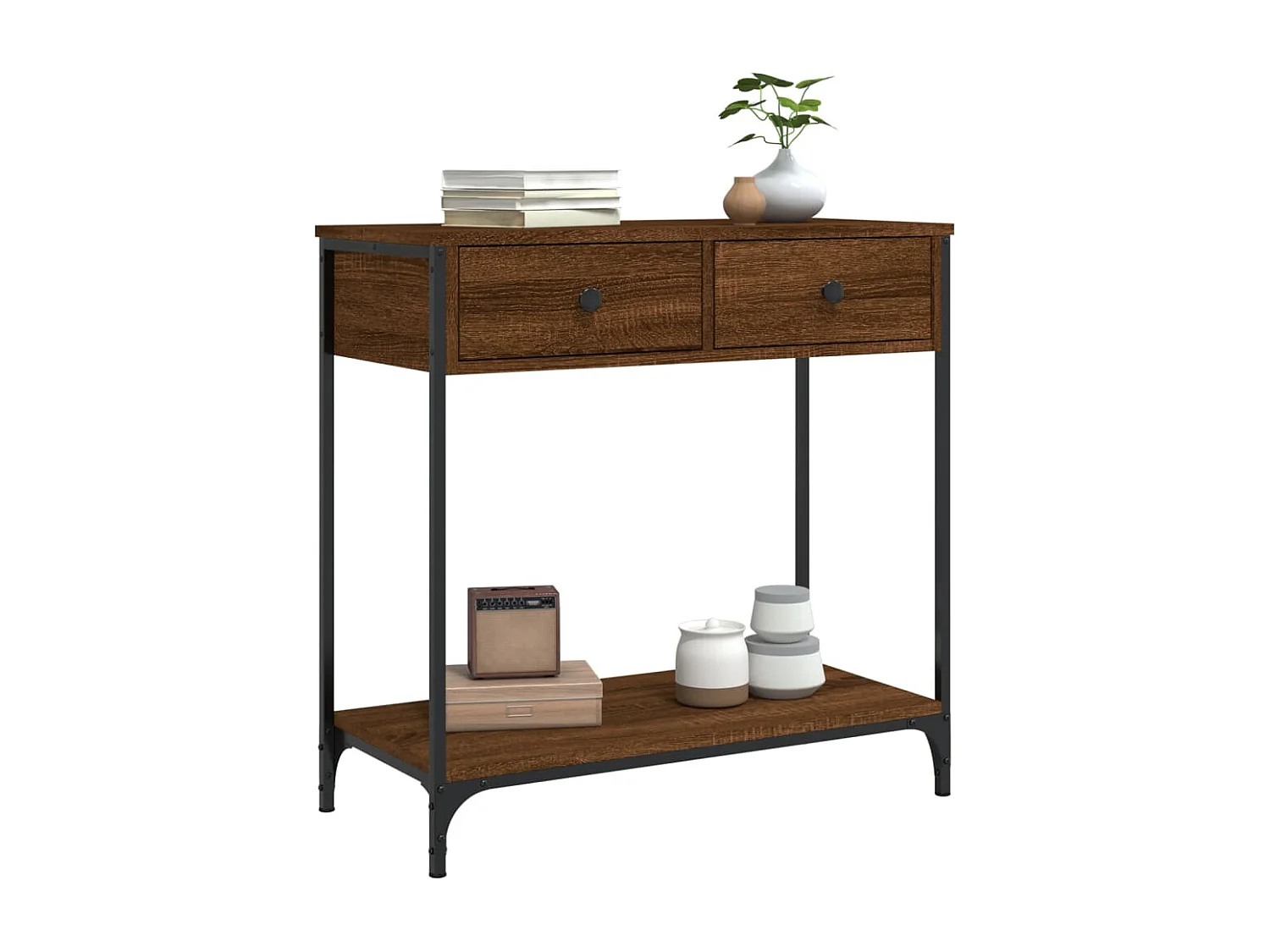 Table console chêne marron 75x34,5x75 bois d'ingénierie