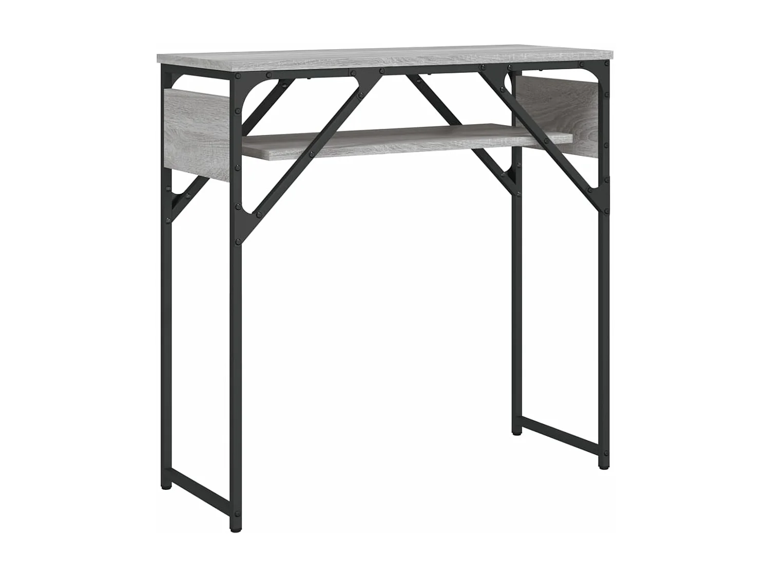 Table console avec étagère sonoma gris 75x30x75