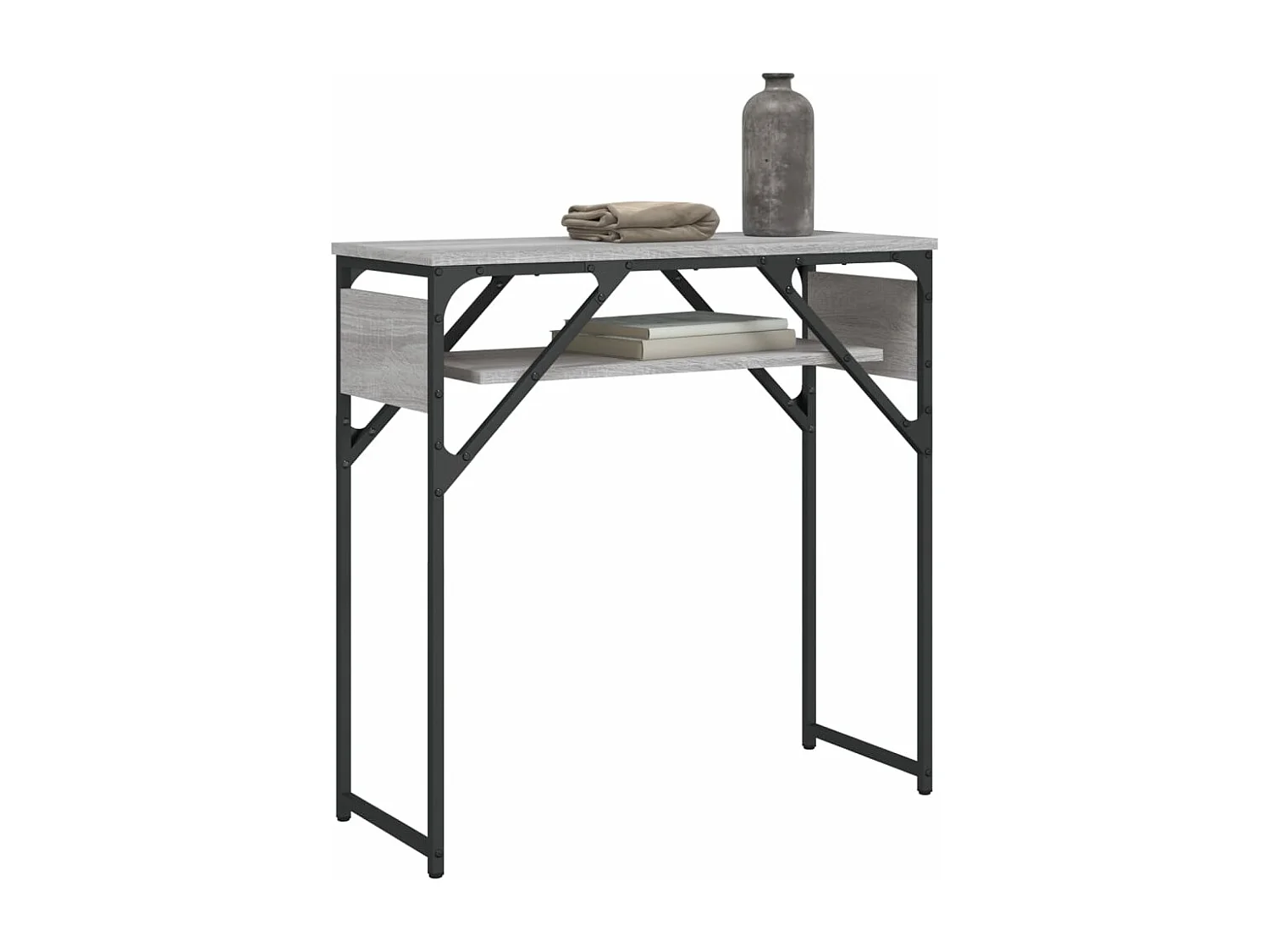 Table console avec étagère sonoma gris 75x30x75