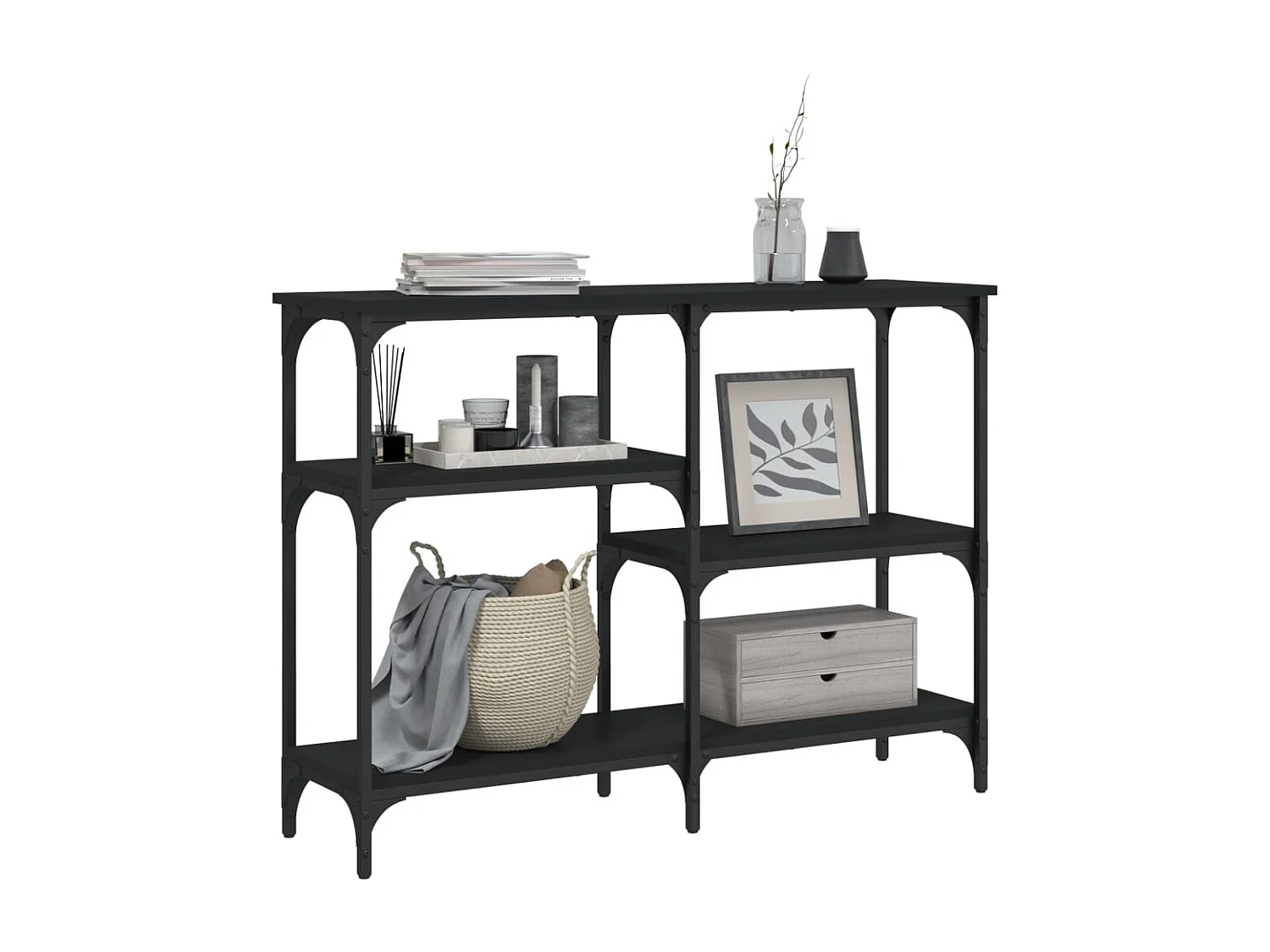 Table console noir 102x29x75 bois d'ingénierie