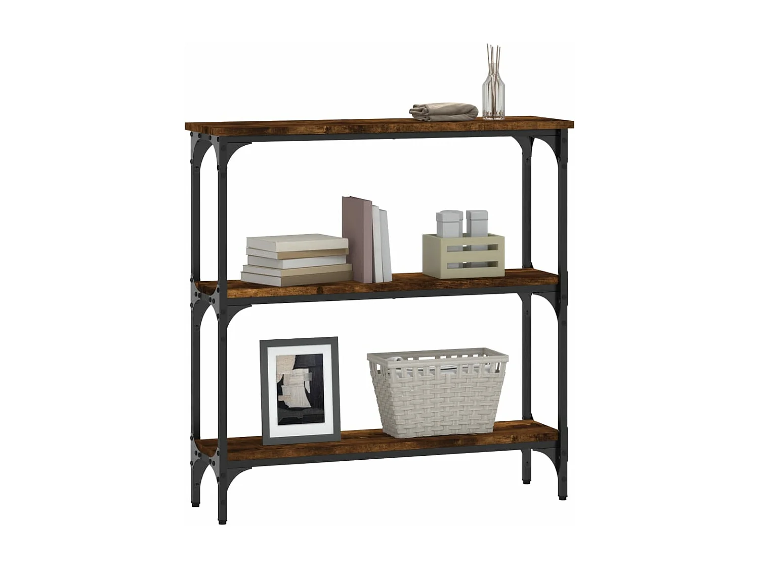 Table console chêne fumé 75x22,5x75 bois d'ingénierie