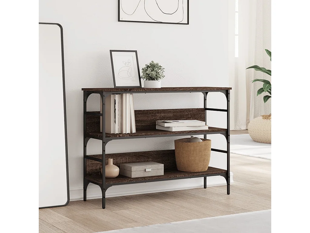 Table console chêne marron 100x32x75 bois d'ingénierie