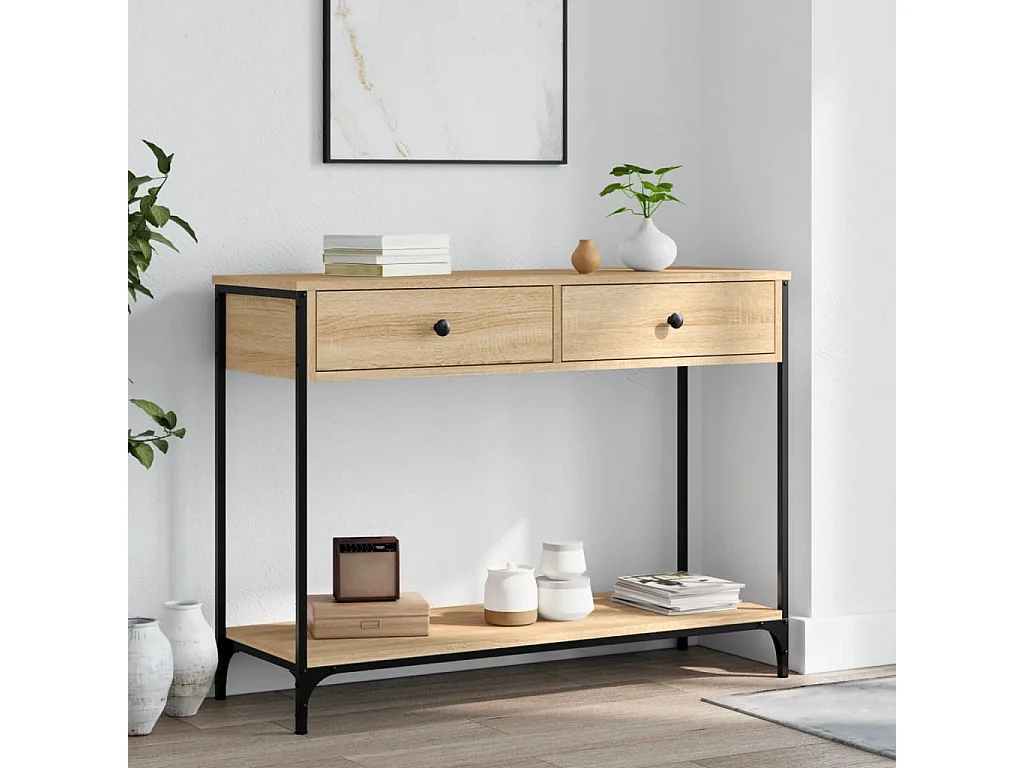 Table console chêne sonoma 100x34,5x75 bois d'ingénierie