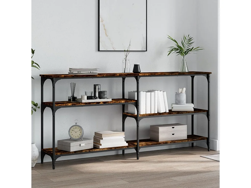 Table console chêne fumé 160x29x75 bois d'ingénierie