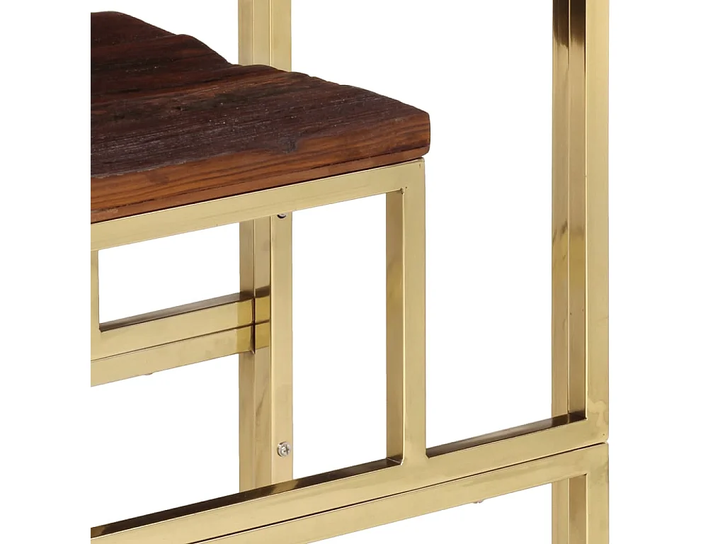 Table console doré acier inoxydable et bois de mélèze massif
