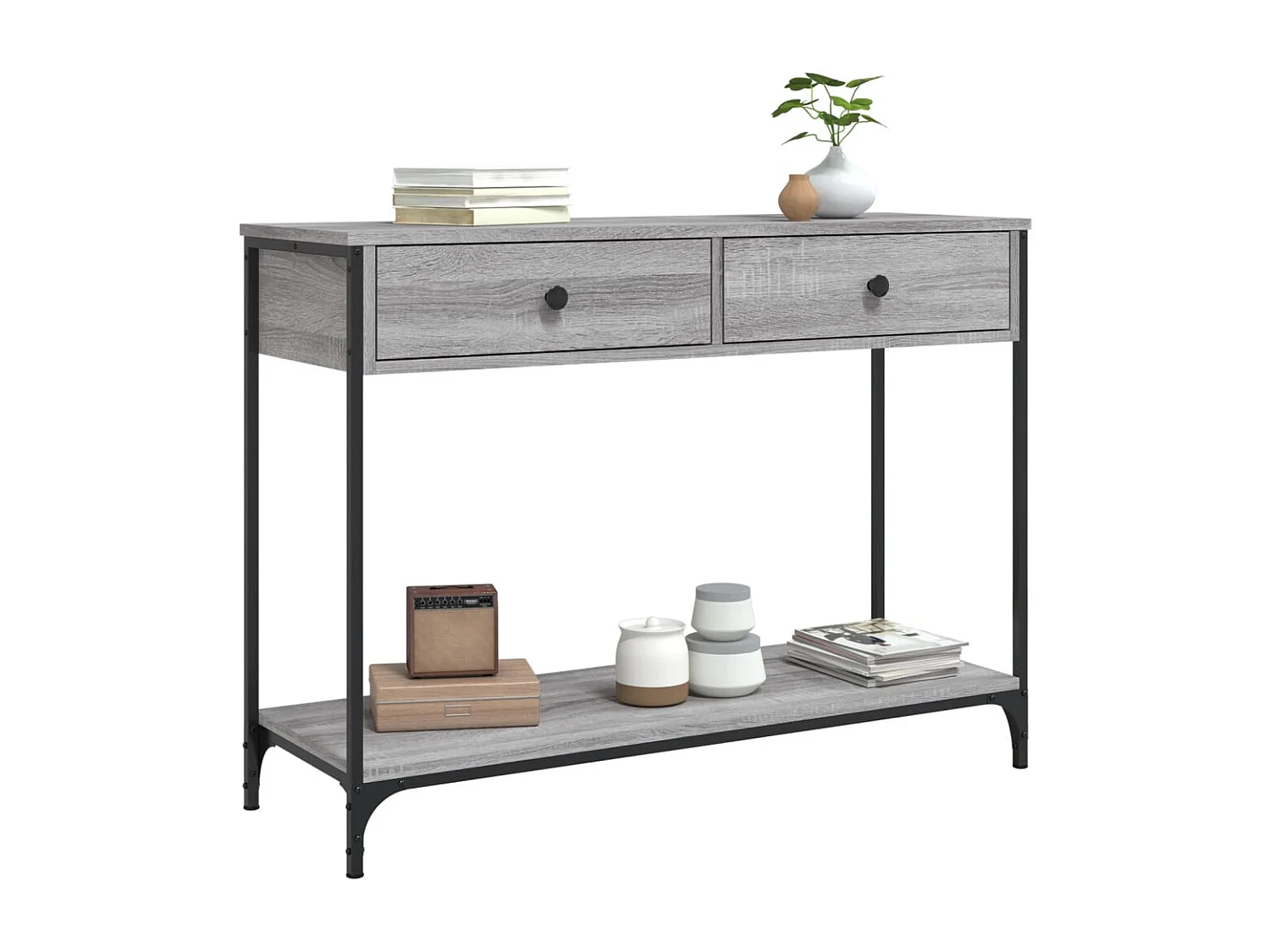 Table console sonoma gris 100x34,5x75 bois d'ingénierie