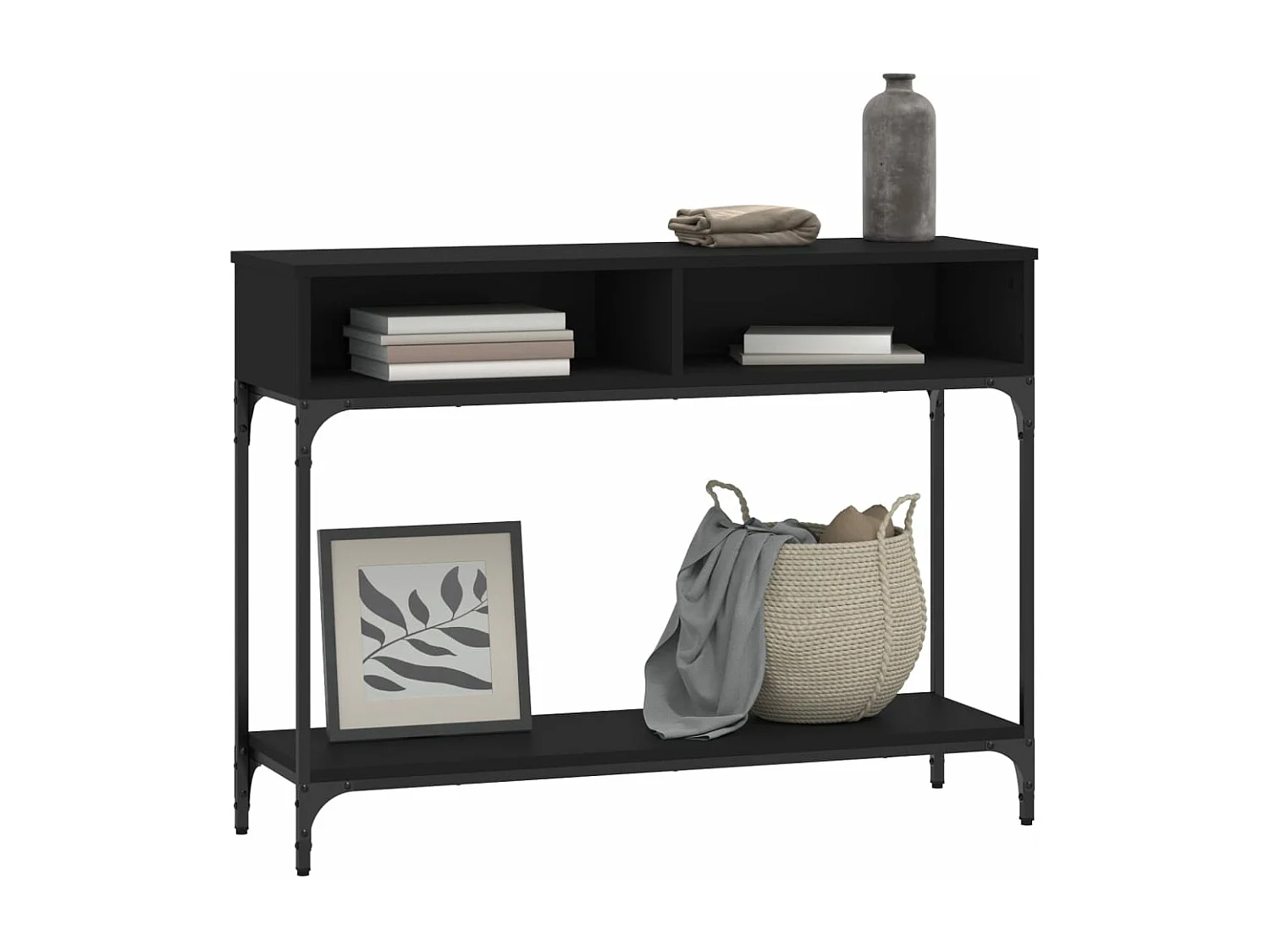 Table console noir 100x30,5x75 bois d'ingénierie