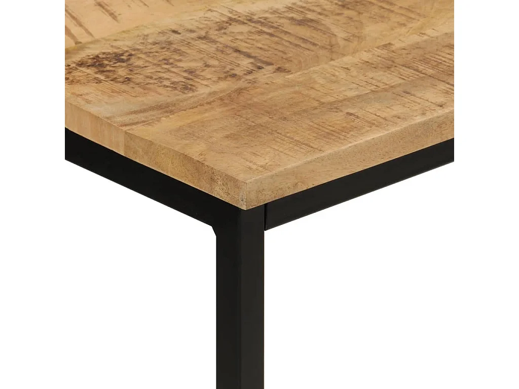 Table console 110x30x75 bois de manguier massif brut et fer