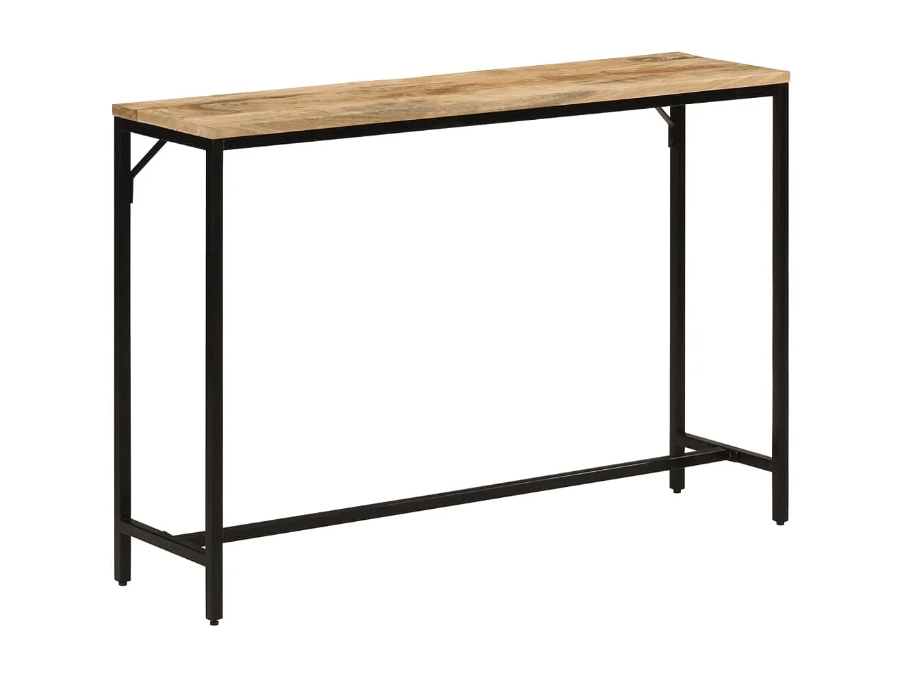 Table console 110x30x75 bois de manguier massif brut et fer