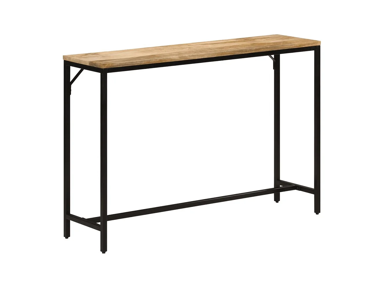 Table console 110x30x75 bois de manguier massif brut et fer