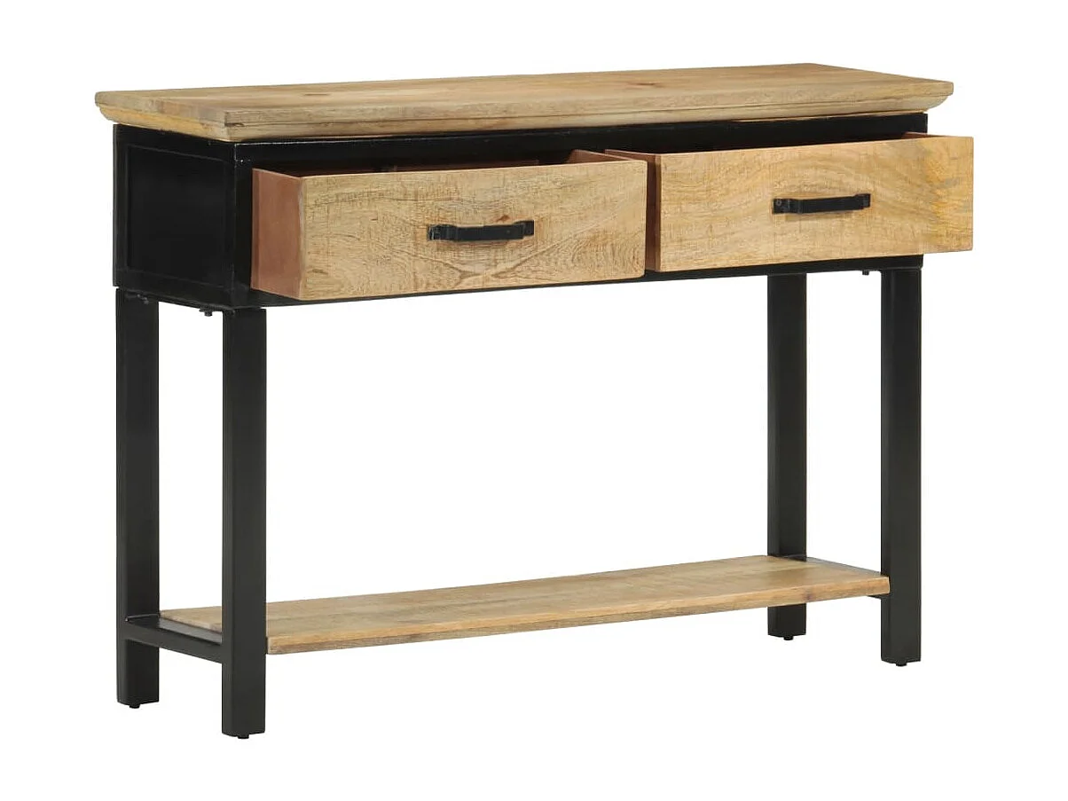 Table console 110x30x75 bois de manguier massif brut