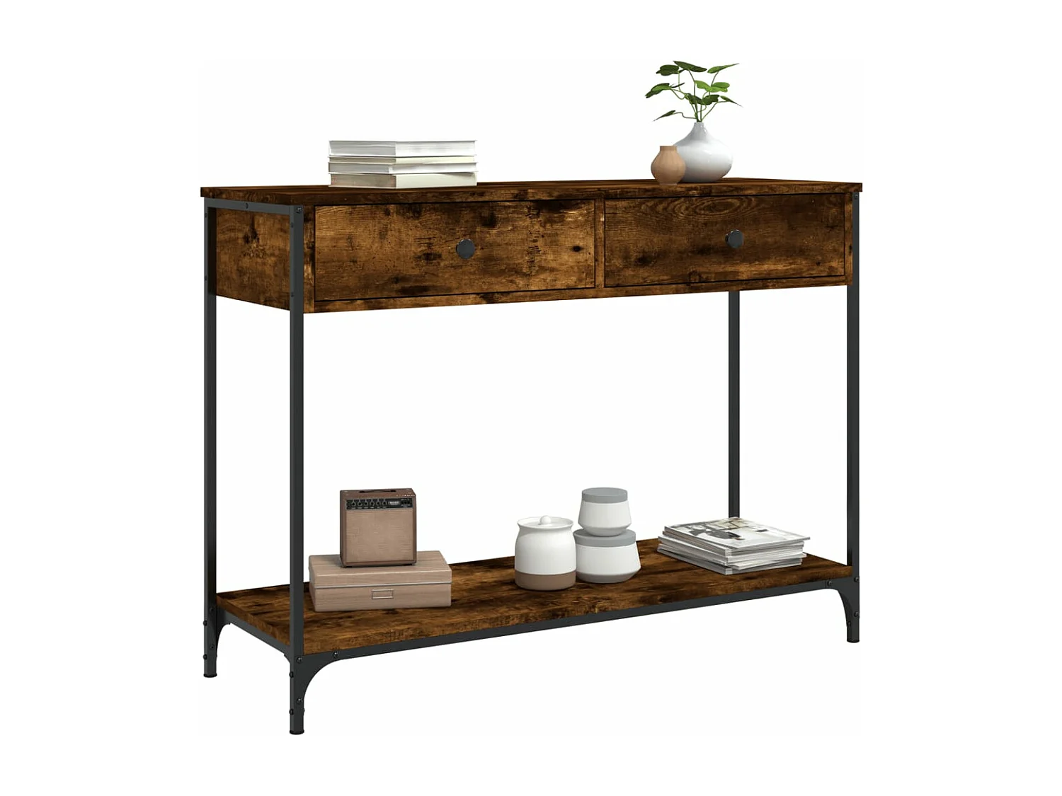 Table console chêne fumé 100x34,5x75 bois d'ingénierie